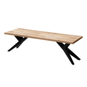 Nedsatt pris Wohnling Matbänk Wohnling massivt trä i modern loftstil med metallben 120 cm 120 cm - Möbler
