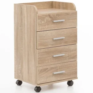 Wohnling Rullkontejner Wohnling 4 lådor med hjul, förvaringsbricka, foliebelagd spånskiva, modern stil Sonoma Sonoma - Förvaring Bästa pris