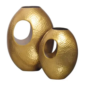 Wohnling Vas Wohnling Set om 2 Aluminium Hamrad look, modern loftstil Guld Guld - Inredning Erbjudandepris