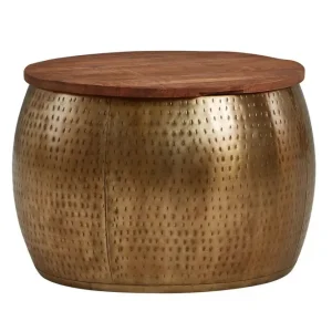Köp online Wohnling Soffbord Wohnling Rund diameter 60 cm förvaringsutrymme massivt bordsytor lantlig stil - Möbler