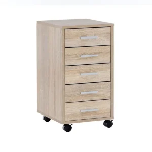 Wohnling Rullkontejner Wohnling 5 lådor med hjul, folierad spånskiva, modern stil Sonoma Sonoma - Förvaring Utförsäljning