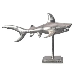 Wohnling Dekorativ figur Wohnling Dekorhaj 70 cm aluminium, maritim stil Silver Silver - Inredning Begränsad tid