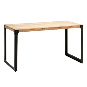Handla nu Wohnling Matbord Wohnling massivt trä med raka metallben, industriell loftstil 120x60 cm 120x60 cm - Möbler