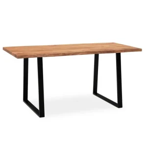 Fynd Wohnling Matbord Wohnling Massivt trä med trädkanter, rektangulär, lantlig stil Svart, Rak, 120x60 cm Svart, Rak, 120x60 cm - Möbler
