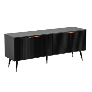 Nedsatt pris Wohnling Lowboard Wohnling Spånskiva Svart Folierad med 2 Dörrar Modern Ek med Metallben - Möbler