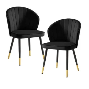 Billig Wohnling Matstol Wohnling sammet klädd med metallben, modern loftstil Svart Svart - Möbler