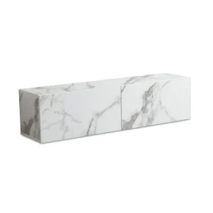 Extra rabatt Wohnling Lowboard Wohnling Folierad upphängning med luckdörr, modern Marmor, Vit, 120 cm Marmor, Vit, 120 cm - Möbler