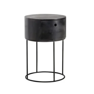 Fynd Wohnling Sängbord Wohnling rund, massivt trä med 1 låda i modern stil Svart Svart - Möbler