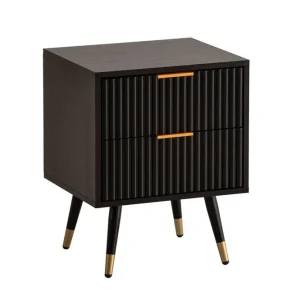 Wohnling Sängbord Wohnling Modern look med 2 lådor tillverkade av spånskiva med ek-effekt glansiga höjdpunkter - Möbler Snabb frakt