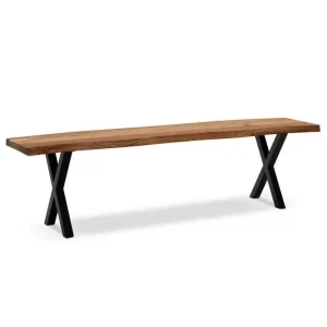 Erbjudande Wohnling Matbänk Wohnling Massivt trä med metallben träd kant lantligt Svart, korsad, 180 cm Svart, korsad, 180 cm - Möbler