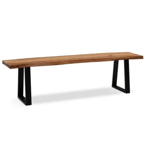 Lågt pris Wohnling Matbänk Wohnling Massivt trä med metallben träd kant lantligt Svart, Rak, 160 cm Svart, Rak, 160 cm - Möbler