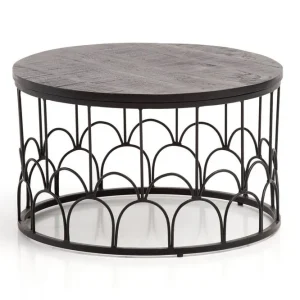 Wohnling Soffbord Wohnling Massivt trä rund 60 cm med modern metallram modern - Möbler Sista chansen