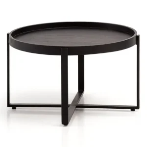 Bästa pris Wohnling Soffbord Wohnling Massivt trä rund 60 cm med klassiskt utseende metallram modern - Möbler