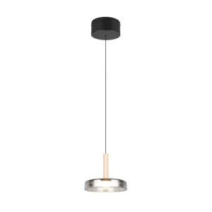Trio Lighting Pendel TRIO Celeste 1-del, Mattsvart/kromad/trä 1-del, Mattsvart/kromad/trä - Belysning Endast idag