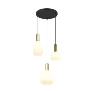 Erbjudande Trio Lighting Pendel TRIO Diva 3-del, Mattmässing/vit 3-del, Mattmässing/vit - Belysning