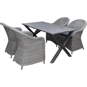 Lägg i varukorgen Utomhusmöbelgrupp 150 cm Bord & 4 Belize grå stolar Grå Grå - Utemöbler & utemiljö