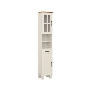 Säker betalning Loft24 Badrumsskåp Alby 33x30x180 cm, Vit/Honung 33x30x180 cm, Vit/Honung - Förvaring