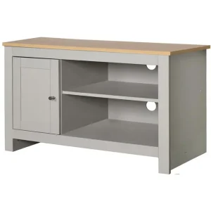 Bästa pris Loft24 Lowboard Emerald 95x39x58 cm, Natur/Grå 95x39x58 cm, Natur/Grå - Möbler