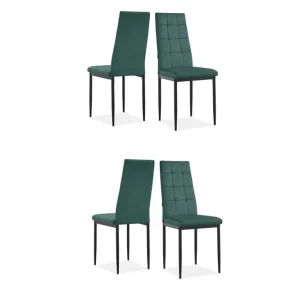 Handla nu Loft24 Matstol Becca set om 4 Sammet/metall, Mörkgrön Sammet/metall, Mörkgrön - Möbler