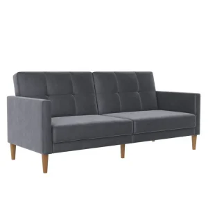 Extra rabatt Loft24 Bäddsoffa Lilly Antracit, Sammet Antracit, Sammet - Möbler