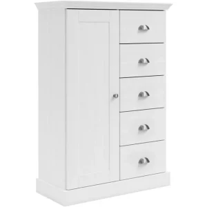 Loft24 Byrå Motala 75x35x110 cm, Vit 75x35x110 cm, Vit - Förvaring Rabatt