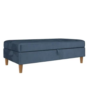 Fynd Loft24 Fotpall/pall Lilly Blå, Sammet/Trä/Plast Blå, Sammet/Trä/Plast - Möbler