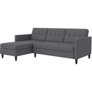 Premium Loft24 Bäddsoffa Hartford 213x153x82 cm, Grå, Linnetyg Utseende (100% Polyester 213x153x82 cm, Grå, Linnetyg Utseende (100% Polyester - Möbler