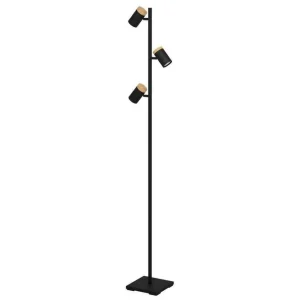 Erbjudande Golvlampa Eglo Cartagena Svart/Trä med 3 Lampor - Belysning
