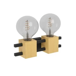 Vägglampa Eglo Levantara Svart/Trä med 2 Lampor - Belysning Handla nu