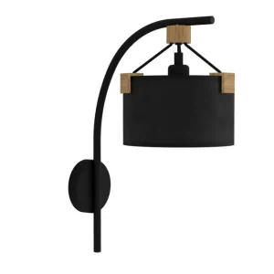 Billig Eglo Vägglampa Eglo Potosi Svart/Trä - Belysning