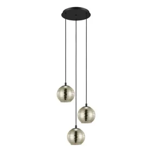 Populärt val Takpendel Eglo Lemorieta Svart/Guld Rondell med 3 Lampor - Belysning