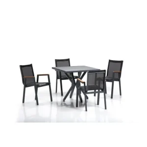 Trädgårdsbord & stolar (5 delar) Belorhaven Grå / Svart Svart/Grå - Utemöbler & utemiljö Rea