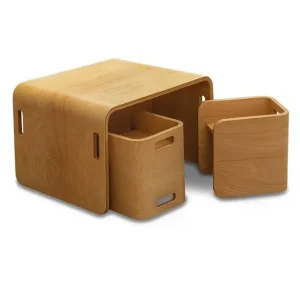Bord och stolar set (3 delar) Miraeny Natur Natur - Möbler Fynd