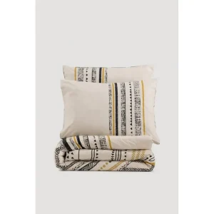 Sänkt pris Ranforce Dubbel Täckeöverdrag Set Calmere Svart / Vit / Rany Guld/Svart/Vit - Textil & mattor