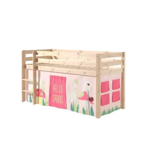 Halvhöjdssäng med gardin Pino Spring Naturlig, Naturlig, Utan rutschkana, Utan tunnel, Utan fickor Naturlig, Naturlig, Utan rutschkana, Utan tunnel, Utan fickor - Möbler Fynd
