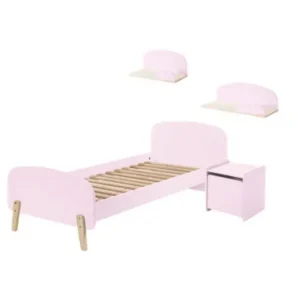 Nedsatt pris Säng med sängbord Vägg hyllor Kiddy Rosa Rosa - Möbler