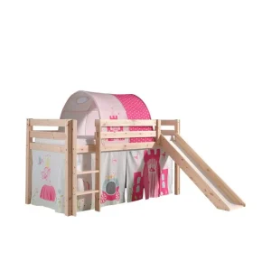 Erbjudandepris Halvhöjdssäng med gardin Pino Princess Naturlig, Naturlig, Med rutschkana, Prinsessa, Inga fickor Naturlig, Naturlig, Med rutschkana, Prinsessa, Inga fickor - Möbler