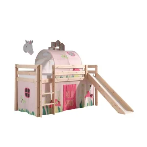 Trygg betalning Halvhöjdssäng med gardin Pino Spring Naturlig, Naturlig, Med rutschkana, Fjäder, Vår, Utan fickor Naturlig, Naturlig, Med rutschkana, Fjäder, Vår, Utan fickor - Möbler