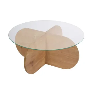 Soffbord Aeris 75 cm med Glasskiva Safir Ek / Transparent - Möbler Handla nu