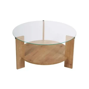 Nyhet Soffbord Clara 75 cm med Glasskiva Safir Ek / Transparent - Möbler