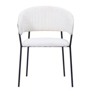 Basic Home Karol Matstol med armstöd Vit Bouclé / Metallben Svart - Möbler Populärt val