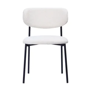 Basic Home Lucy Matstol Vit Bouclé / Metallben Svart - Möbler Billigare