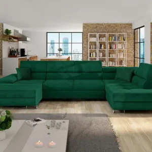 Reginia Bäddsoffa m. Divan och Schäslong 4-sits Grön - Möbler Endast idag