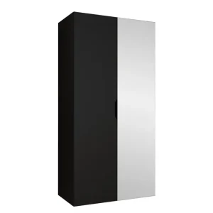 Abano Garderob m. Spegel 52x202 cm Svart - Förvaring Expressleverans