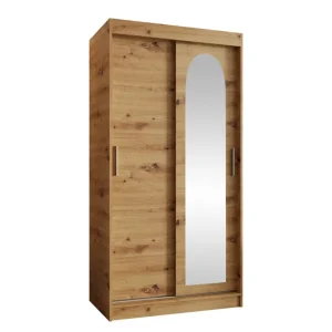 Tallmo Garderob m. Spegel 100x200 cm Brun/Beige - Förvaring Lågt pris