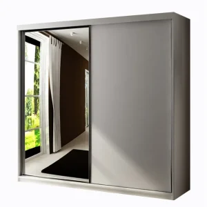 Erbjudande Dunkra Garderob m. Spegel 200x200 cm Vit - Förvaring
