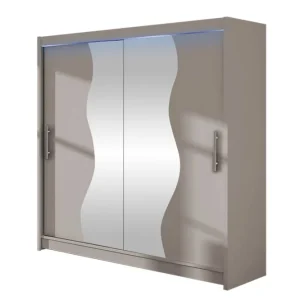 Utförsäljning Dravon Garderob m. Spegel 180x215 cm Beige - Förvaring