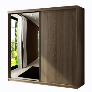Premium Dunkra Garderob m. Spegel 200x200 cm Brun - Förvaring