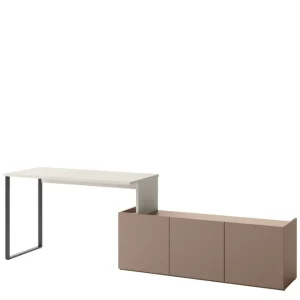 Sigmana Skrivbord 260x55 cm Ljusgrå/Brun - Möbler Snabb frakt
