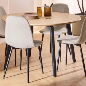 Motona Matgrupp Rund 120 cm + 4 st Salaman Matstolar Svart/Beige - Möbler Fri frakt